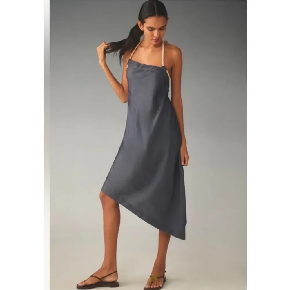 NWT Anthropologie Let Me Be Rope Neck Asymmetrical Dress. Size L. Ret $168 - Picture 3 of 13